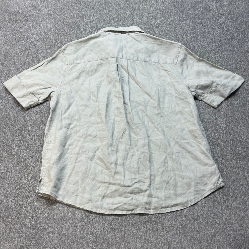 Eddie Bauer Womens 100% Linen Short Sleeve Button Down Shirt Small Minimalist - Picture 7 of 8